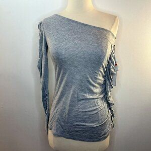 1.STATE Women's Grey Twilight Hour One Shoulder Ruffled Top - Size XS - NWT $59